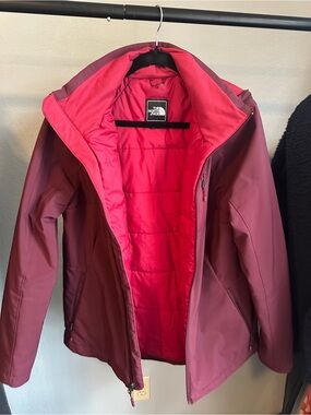 The North Face Women's Maroon Jacket with Pink Lining